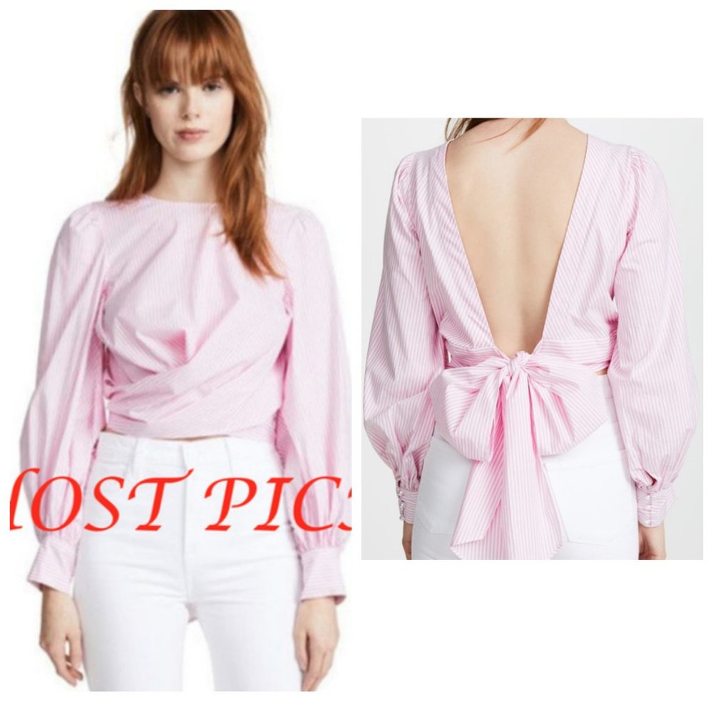WAYF Dayna Tie Back Wrap Blouse Small